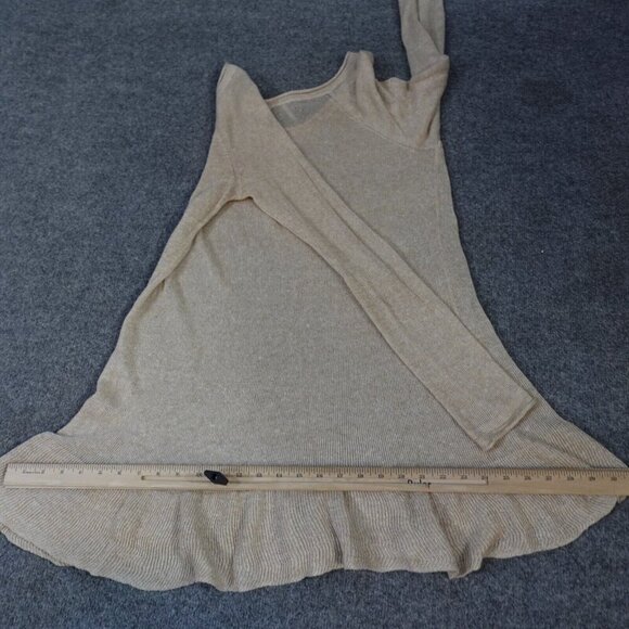 Free People Beach Women's Sweater Dress Small Beige Midi Flare 100% Linen - Picture 11 of 13